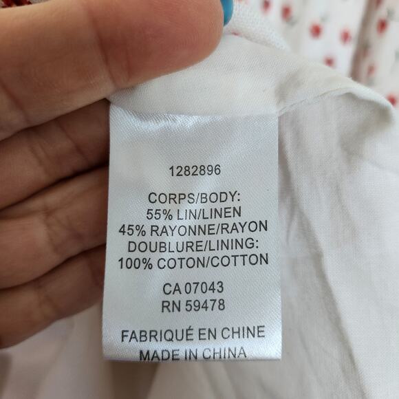 Caroline Constas‎ Linen Blend Floral  Midi Dress L Retro Peasant Cottagecore - Picture 6 of 8